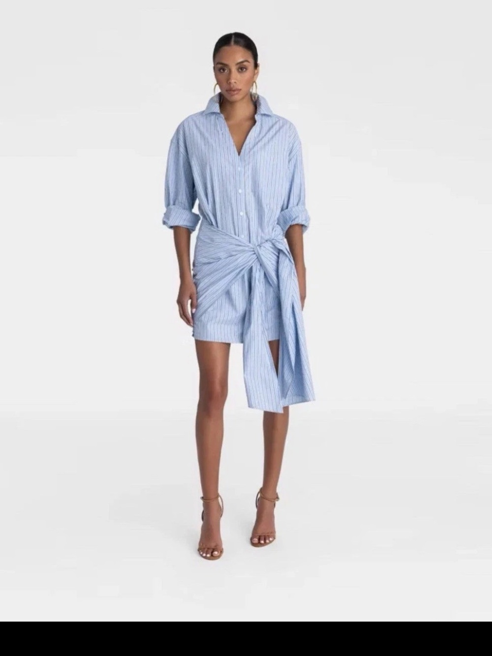 KBB by KAHLANA Long Sleeve The Tie Waist Shirtdress - Light Blue XXL, NEW W/ TAG